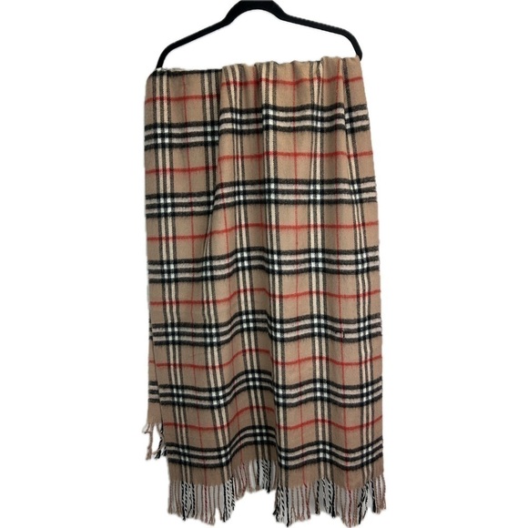 100% CASHMERE Tartan Plaid Fringe Winter Scarf Shawl by Royal Rossi 26”W x 72”L - Picture 1 of 5